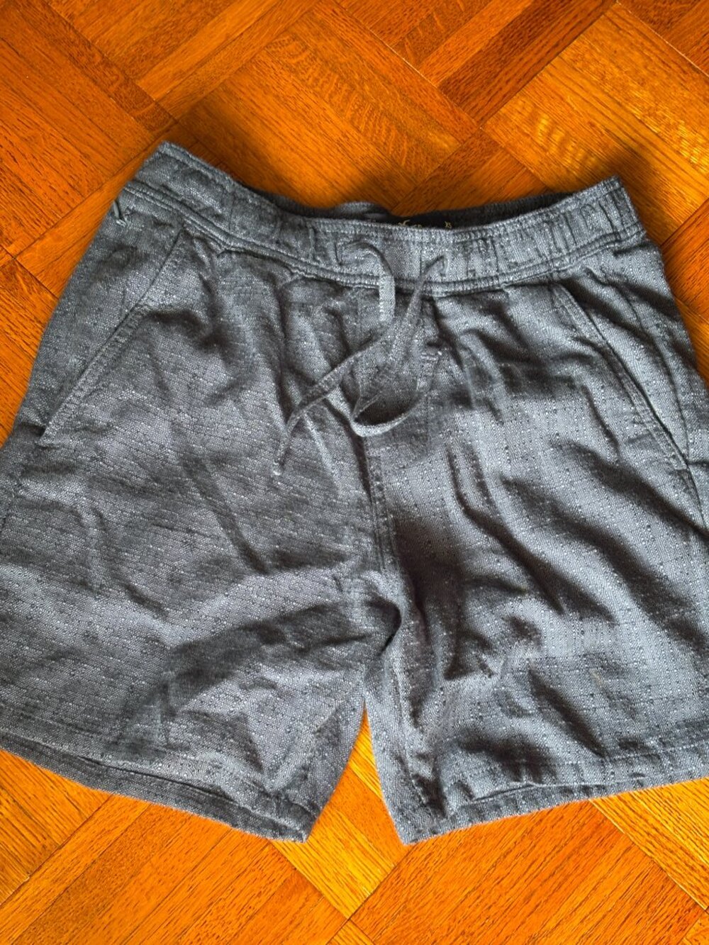Mens Hollister Textured Cotton Pull On Shorts Navy Blue XS